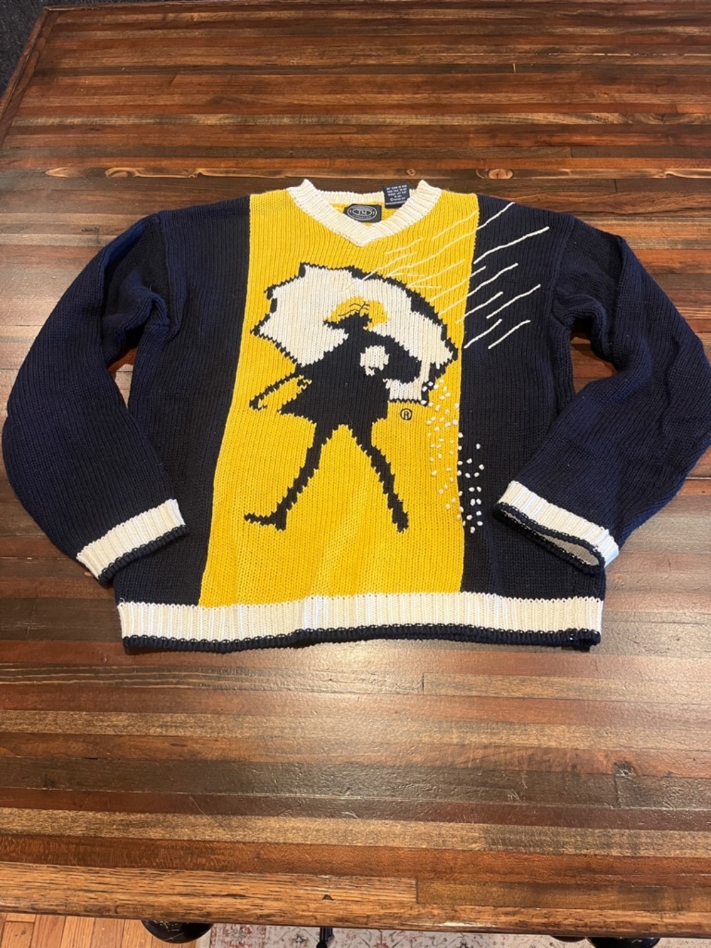 Vintage Eagles Eye Trademark Mortons Salt Graphic Knit Sweater - RARE